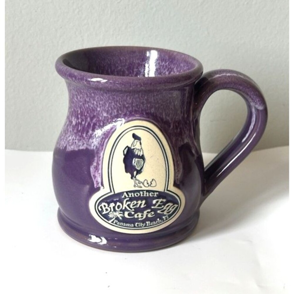 Deneen Pottery Mug Cup Another Broken Egg Cafe Panama City Beach Fl 2012 Purple